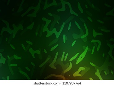Dark Green vector background with bent lines. Blurred geometric sample with gradient bubbles.  The template for cell phone backgrounds.