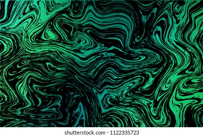 Dark Green vector background with bent lines. Creative illustration in halftone marble style with gradient. The elegant pattern for brand book.
