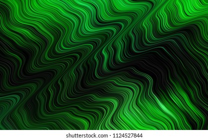 Dark Green vector background with bent lines. Colorful illustration in abstract marble style with gradient. The best blurred design for your business.
