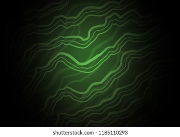 Dark Green vector background with bent lines. A vague circumflex abstract illustration with gradient. Pattern for your business design.