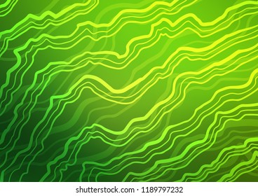 Dark Green vector background with bent lines. Shining crooked illustration in marble style. The template for cell phone backgrounds.