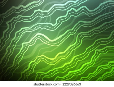 Dark Green vector background with bent ribbons. Shining crooked illustration in marble style. Textured wave pattern for backgrounds.