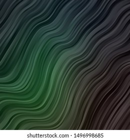 Dark Green vector background with bent lines. Colorful geometric sample with gradient curves.  Template for your UI design.