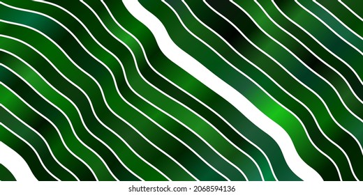 Dark Green vector background with bent lines. Abstract illustration with bandy gradient lines. Design for your business promotion.