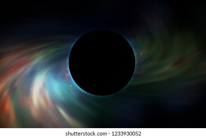 Dark Green vector background with a black hole, sky. Illustration with colorful milky way stars and a black hole. Backdrop for ads, leaflets of Black Friday.