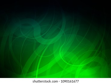 Dark Green vector background with bubble shapes. Modern gradient abstract illustration with bandy lines. Brand new design for your ads, poster, banner.