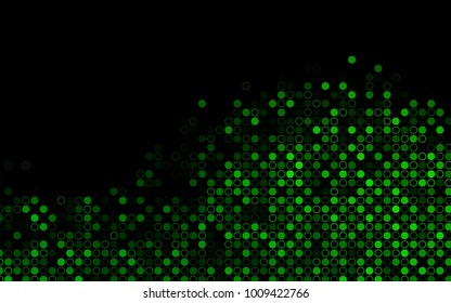 Dark Green vector  background with bubbles. Beautiful colored illustration with blurred circles in nature style. Completely new template for your brand book.