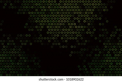 Dark Green vector  background with bubbles. Illustration with set of shining colorful abstract circles. Pattern can be used as texture of water, rain drops.