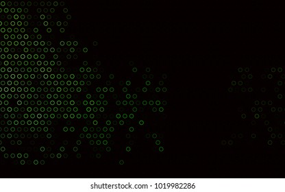 Dark Green vector  background with bubbles. Blurred bubbles on abstract background with colorful gradient. Pattern can be used as texture of water, rain drops.