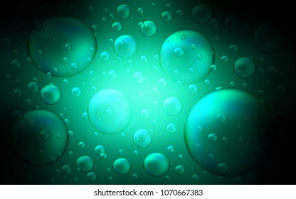 Dark Green vector background with bubbles. Illustration with set of shining colorful abstract circles. The pattern can be used for ads, leaflets of liquid.