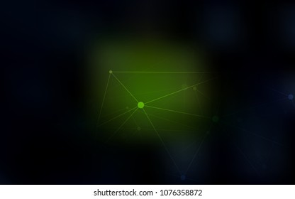 Dark Green vector background with bubbles, lines. Glitter abstract illustration with connection of triangle structure. New design for ad, poster, banner of your website.