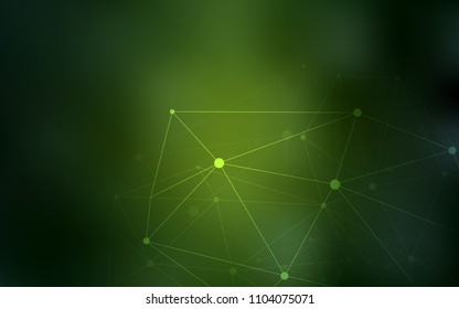 Dark Green vector background with bubbles, lines. Decorative design in abstract style with triangle structure. Pattern can be used for ads, leaflets.