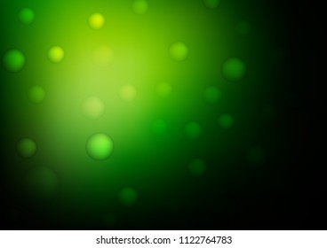 Dark Green vector background with bubbles. Blurred bubbles on abstract background with colorful gradient. The pattern can be used for beautiful websites.