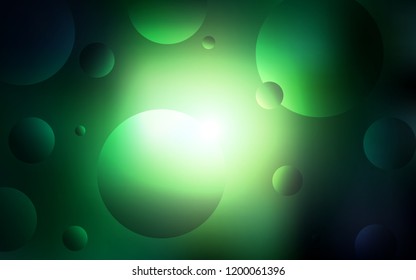 Dark Green vector background with bubbles. Abstract illustration with colored bubbles in nature style. Beautiful design for your business advert.