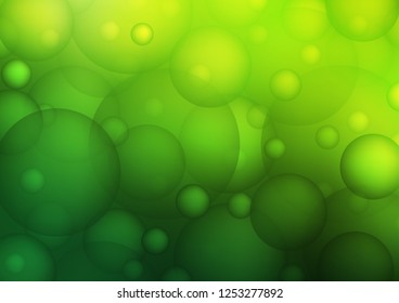 Dark Green vector background with bubbles. Modern abstract illustration with colorful water drops. The pattern can be used for ads, leaflets of liquid.