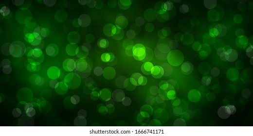 Dark Green vector background with bubbles. Glitter abstract illustration with colorful drops. Pattern for business ads.