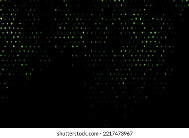 Fondo vectorial verde oscuro con signos de tarjetas. Ilustración de color con corazones, espadas, palos, diamantes. Patrón para anuncios de fiestas, eventos en Las Vegas.
