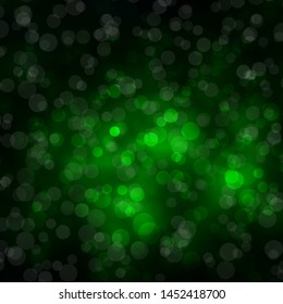 Dark Green vector background with circles. Abstract illustration with colorful spots in nature style. Design for posters, banners.