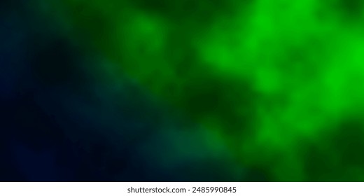 Fondo de Vector verde oscuro con nubes. Ilustración de gradiente con cielo colorido, nubes. Plantilla para las páginas de destino.