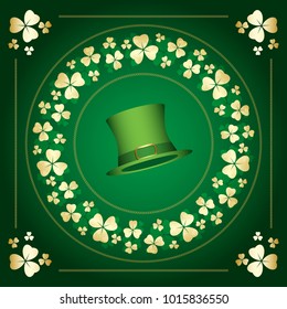 dark green vector background with clovers frame - saint patricks day