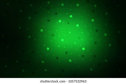 Dark Green vector background with colored stars. Modern geometrical abstract illustration with stars. The template can be used as a background.