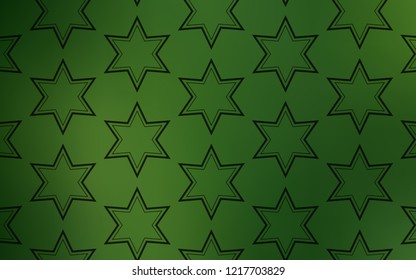 Dark Green vector background with colored stars. Shining colored illustration with stars. Pattern for new year ad, booklets.