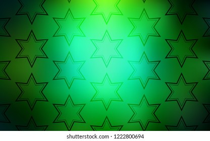 Dark Green vector background with colored stars. Blurred decorative design in simple style with stars. Pattern for wrapping gifts.