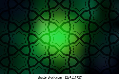 Dark Green vector background with colored stars. Shining colored illustration with stars. Pattern for wrapping gifts.