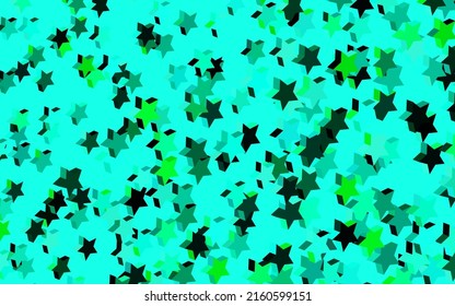 Dark Green vector background with colored stars. Modern geometrical abstract illustration with stars. Pattern for futuristic ad, booklets.