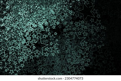 Dark Green vector background with colored stars. Decorative shining illustration with stars on abstract template. Pattern for astrology websites.