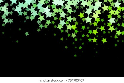 Dark Green vector background with colored stars. Stars on blurred abstract background with gradient. The pattern can be used for new year ad, booklets.