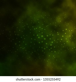 Dark Green vector background with colorful stars. Decorative illustration with stars on abstract template. Pattern for new year ad, booklets.