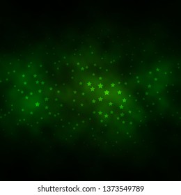 Dark Green vector background with colorful stars. Colorful illustration in abstract style with gradient stars. Pattern for websites, landing pages.