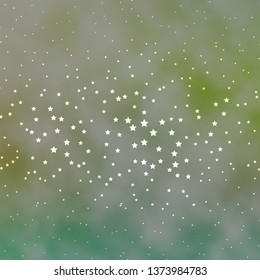 Dark Green vector background with colorful stars. Modern geometric abstract illustration with stars. Theme for cell phones.