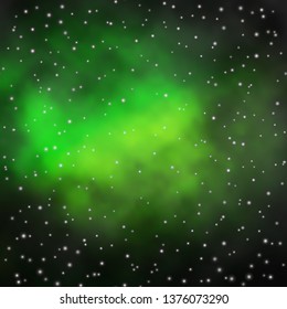 Dark Green vector background with colorful stars. Shining colorful illustration with small and big stars. Pattern for wrapping gifts.