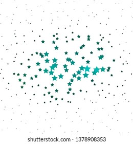 Dark Green vector background with colorful stars. Decorative illustration with stars on abstract template. Theme for cell phones.