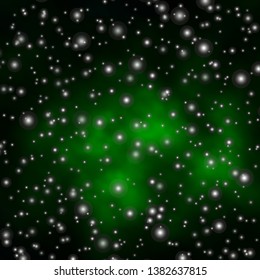 Dark Green vector background with colorful stars. Modern geometric abstract illustration with stars. Theme for cell phones.