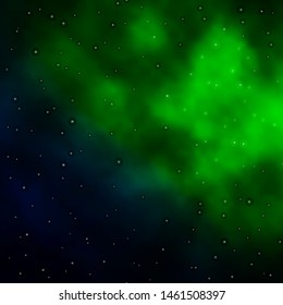 Dark Green vector background with colorful stars. Colorful illustration with abstract gradient stars. Design for your business promotion.