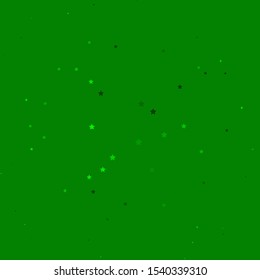 Dark Green vector background with colorful stars. Shining colorful illustration with small and big stars. Pattern for websites, landing pages.