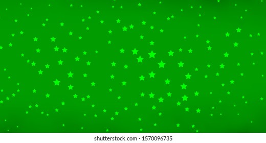 Dark Green vector background with colorful stars. Decorative illustration with stars on abstract template. Pattern for websites, landing pages.