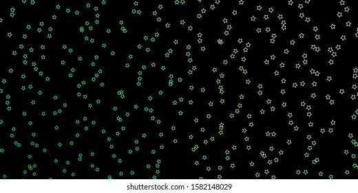 Dark Green vector background with colorful stars. Blur decorative design in simple style with stars. Pattern for wrapping gifts.