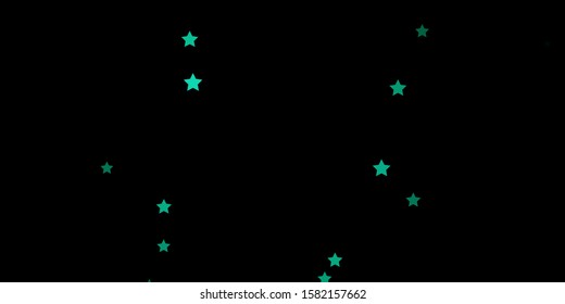 Dark Green vector background with colorful stars. Decorative illustration with stars on abstract template. Theme for cell phones.