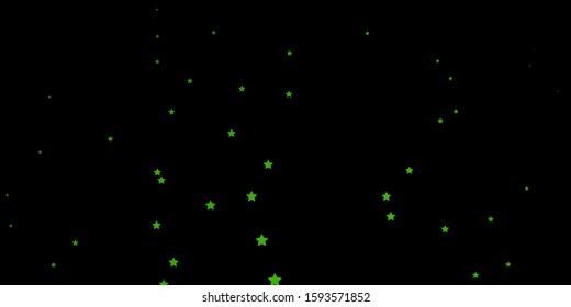 Dark Green vector background with colorful stars. Shining colorful illustration with small and big stars. Theme for cell phones.