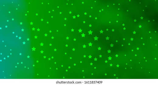 Dark Green vector background with colorful stars. Decorative illustration with stars on abstract template. Pattern for wrapping gifts.