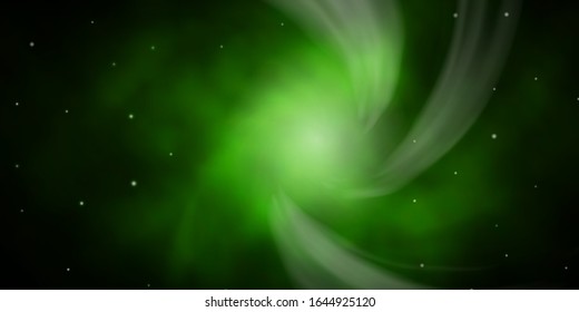 Dark Green vector background with colorful stars. Shining colorful illustration with small and big stars. Pattern for wrapping gifts.
