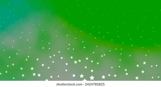 Dark Green vector background with colorful stars. Shining colorful illustration with small and big stars. Pattern for wrapping gifts.