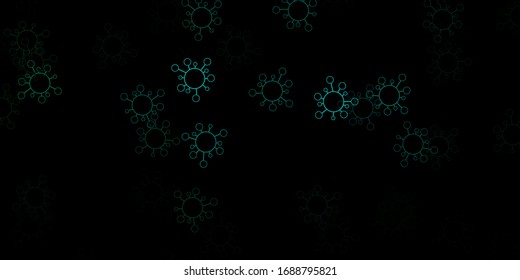 Dark green vector background with covid-19 symbols. Colorful abstract illustration with gradient medical shapes. Simple drawing against danger fever.