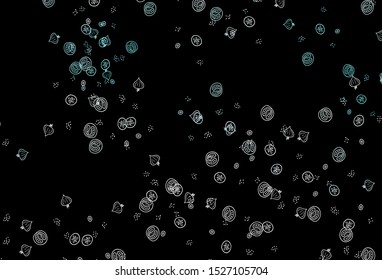 Dark Green vector background with cuisine gourmet. Illustration with set of fresh food in doodle style. Pattern for menu of cafes, bars, restaurants.