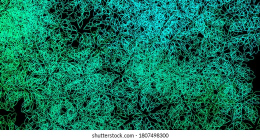 Dunkelgrüner Vektorhintergrund mit Kurvenlinien. Farbige abstrakte Illustration mit Farbverlauf-Kurven. Muster für Broschüren, Prospekte.
