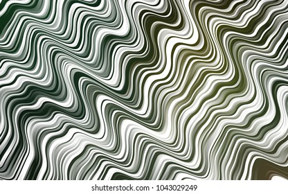 Dark Green vector background with curved circles. Modern gradient abstract illustration with bandy lines. The elegant pattern for brand book.